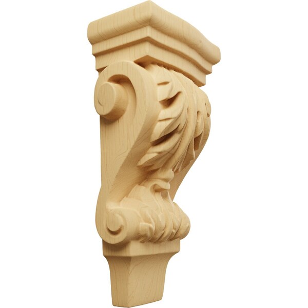 Ekena Millwork 3"W x 1 3/4"D x 6"H Extra Small Acanthus Pilaster Wood Corbel, Alder CORW03X02X06PAAL - main